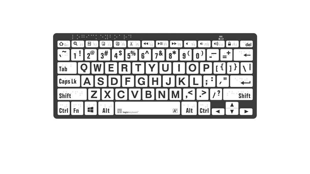 Braille & Large Print - Black on White<br>Mini Bluetooth Keyboard – Windows<br>